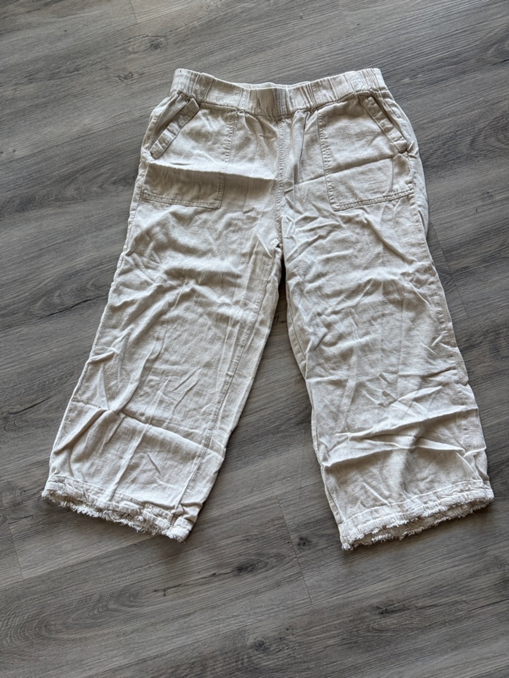 Thread & Supply Cream Linen-Blend Girls Cropped pants size large